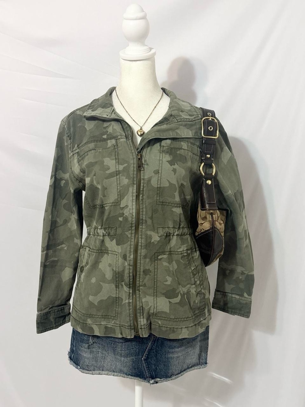 Military Style Camo Cargo Utility Zip Up